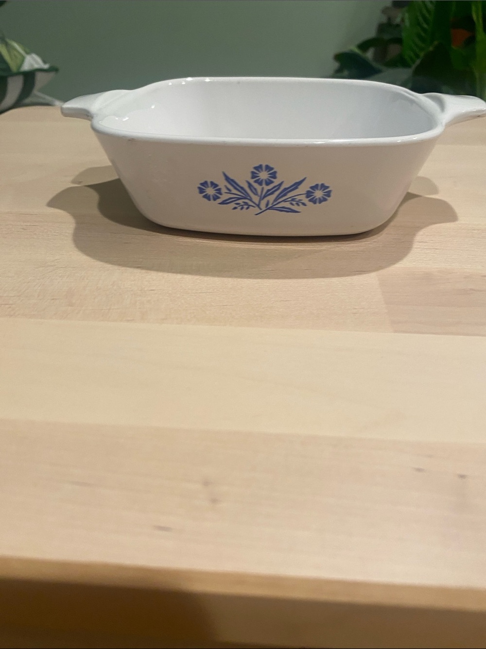 Corningware White Baking Casserole with Blue Floral Pattern